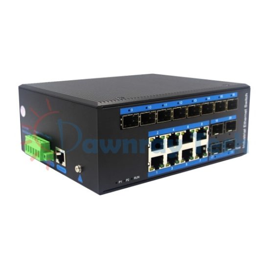 20 埠工業級 PoE L2 網管型 Gigabit Ethernet 乙太網路交換機 12 光 8 電 8 PoE