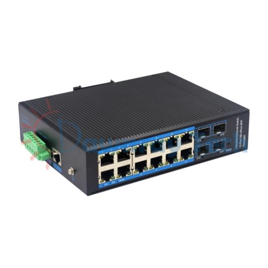 16 埠工業級 PoE L2 網管型 Gigabit Ethernet 乙太網路交換機 4 光 12 電 12 PoE