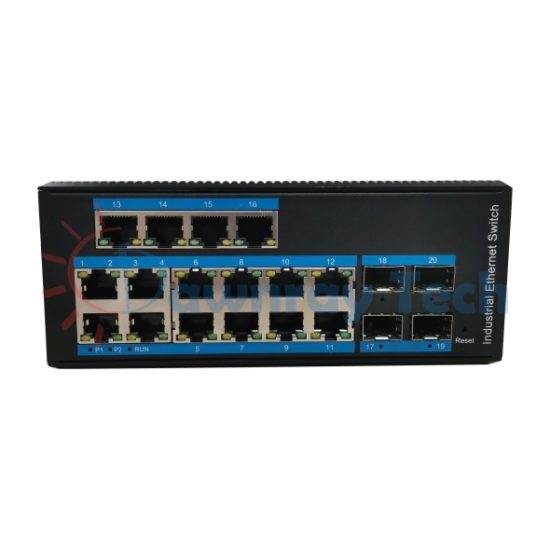 20 埠工業級 PoE L2 網管型 Gigabit Ethernet 乙太網路交換機 4 光 16 電 12 PoE