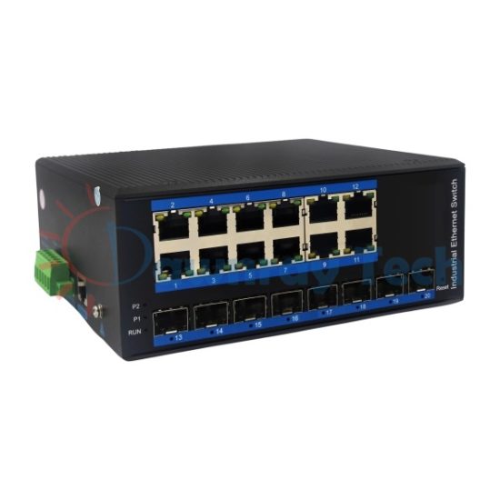 20 埠工業級 PoE L2 網管型 Gigabit Ethernet 乙太網路交換機 8 光 12 電 12 PoE