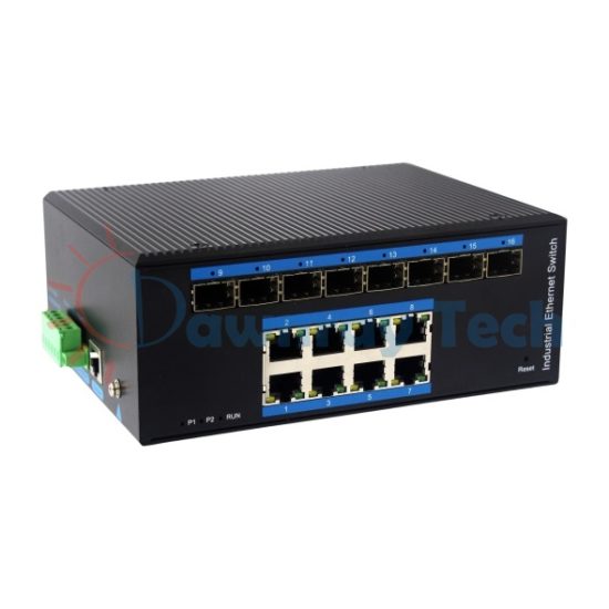 16 埠工業級 L2 網管型 Gigabit Ethernet 乙太網路交換機 8 光 8 電