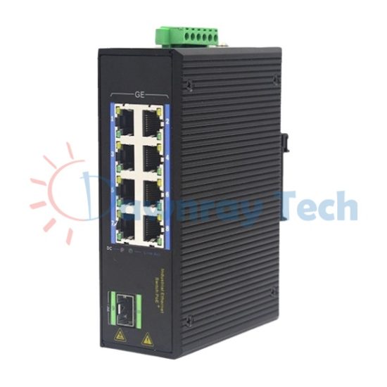 9 埠工業級 PoE 非網管型 Gigabit Ethernet 乙太網路交換機 1 光 8 電 8 PoE