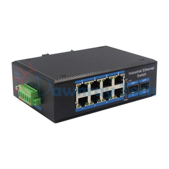 10 埠工業級 PoE 非網管型 Gigabit Ethernet 乙太網路交換機 2 光 8 電 8 PoE